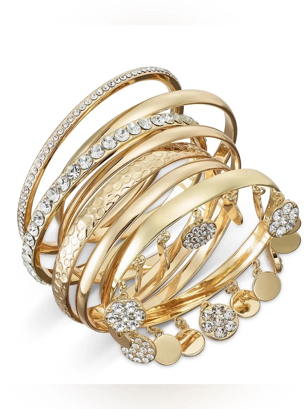 I.N.C International Concepts Gold-Tone 6-Pc. Set Crystal Bangle Bracelets